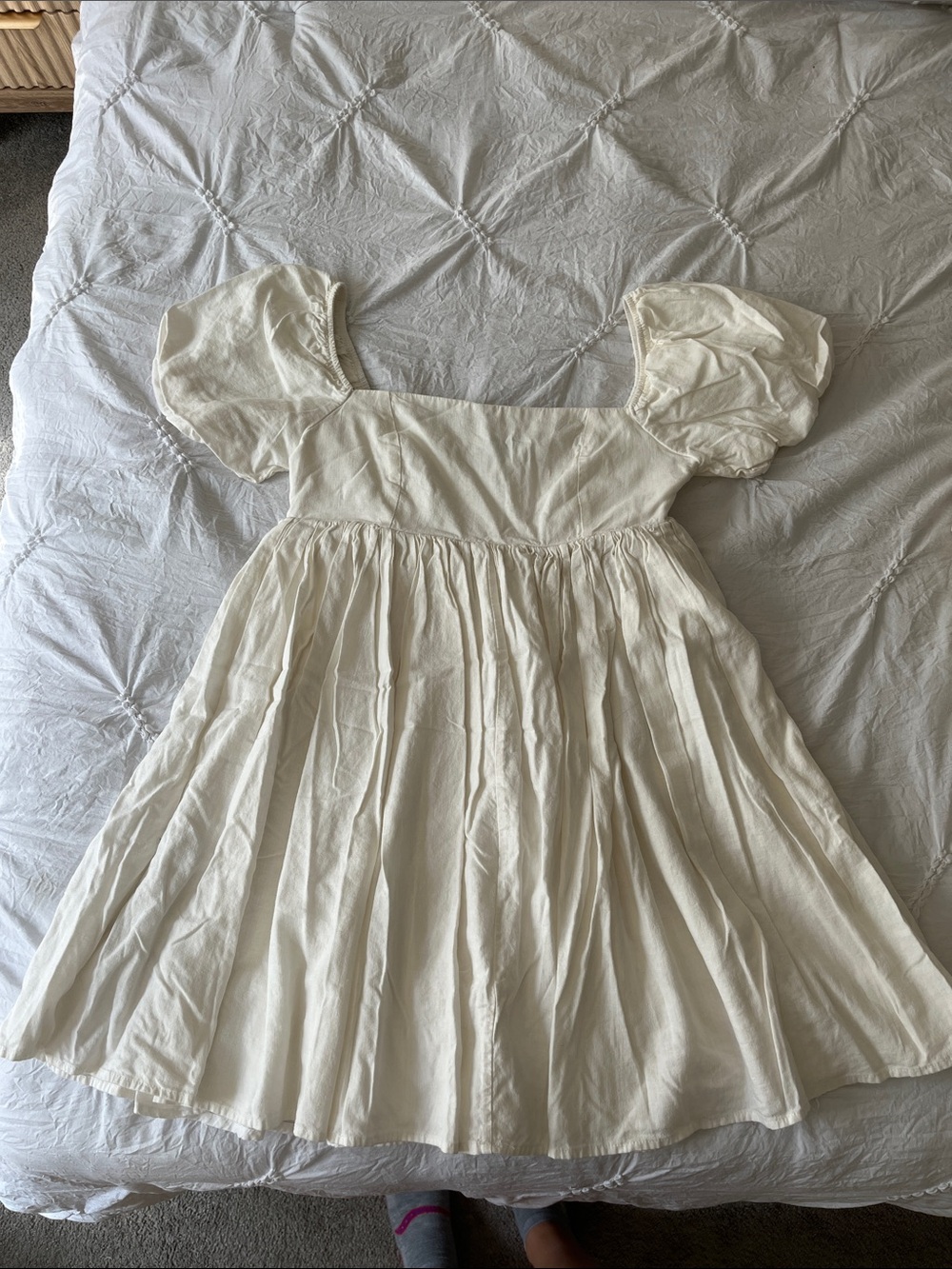 Lulu's Cream Puff-Sleeve Mini Dress